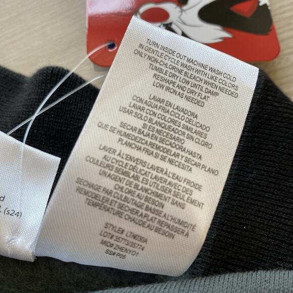 Warner Bros Looney Tunes Bomber Jacket Men L XL Gray Cartoon Graphic Print NWT - Picture 10 of 10